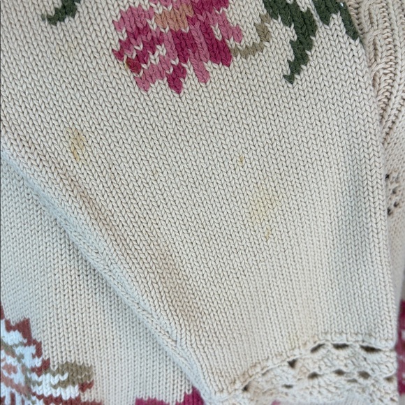 Vintage 90s Laura Ashley Floral and Lace Sweater 100% Cotton size L - Picture 8 of 9